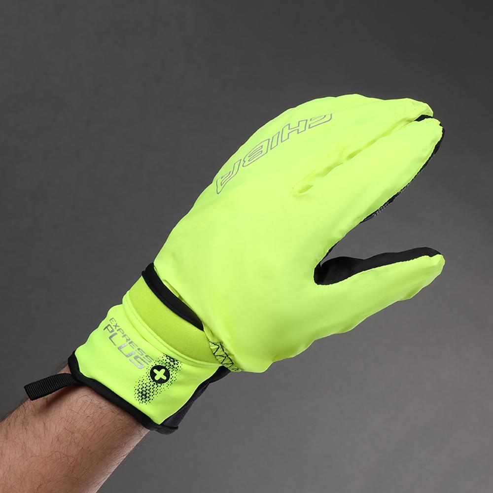 CHIBA Express+ - Radhandschuhe neongelb XXL mit Regenüberzug und Gelpolster
