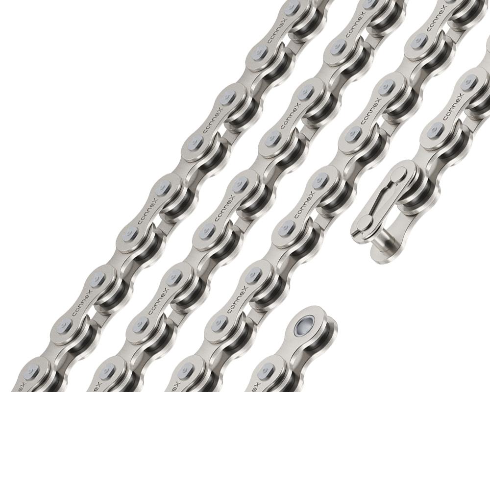 Connex 7E8 E-Bike-Fahrradkette 1-fach 136 Glieder Silber - verstärkt für Nabenschaltung