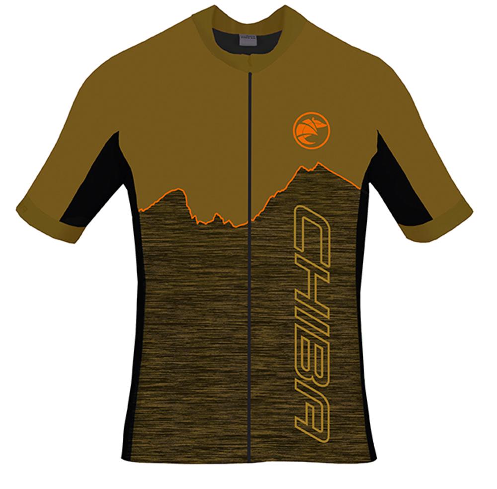 CHIBA Watzmann Shirt Herren - XXL, olive/orange, atmungsaktiv, Reißverschluss, Rückentaschen