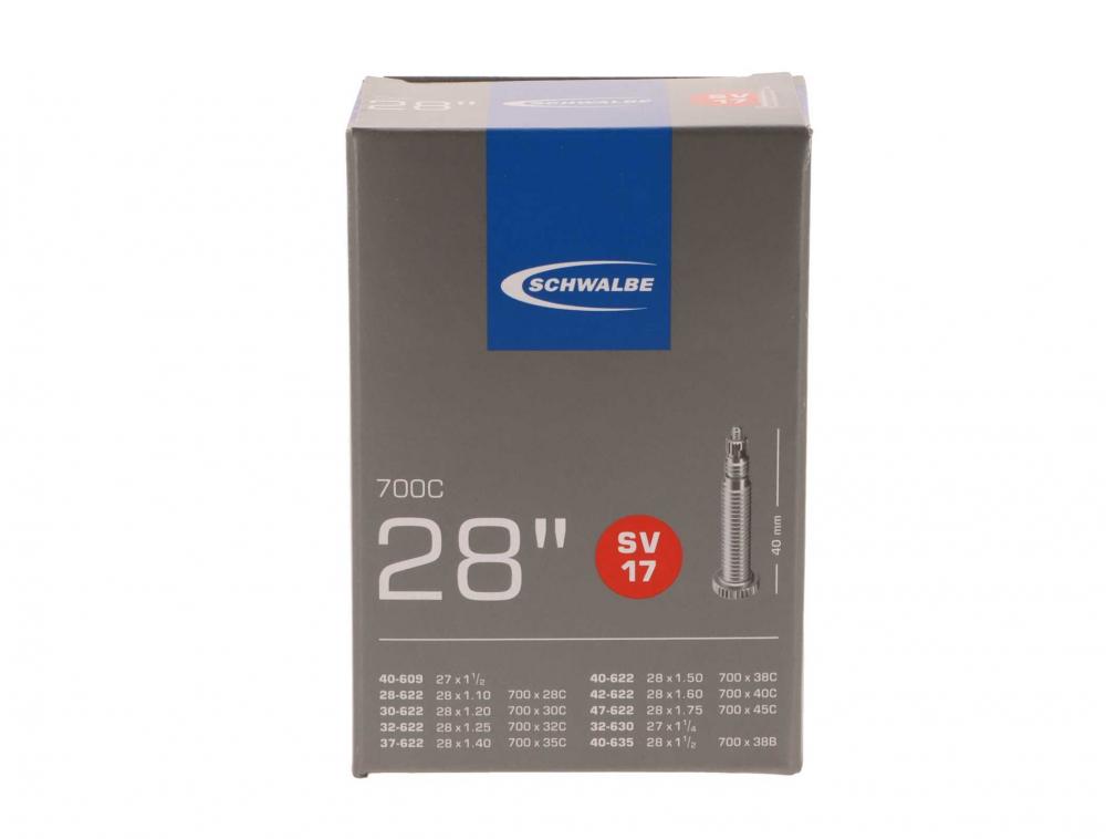 Schwalbe SV17 Fahrradschlauch-Box für 28 Zoll / 700C Reifen mit 40mm SV Ventil.