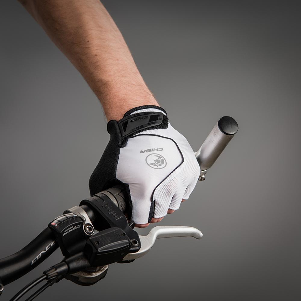 CHIBA Cool Air - Kurzfinger Radhandschuhe weiß, S, atmungsaktiv, Gelpolsterung