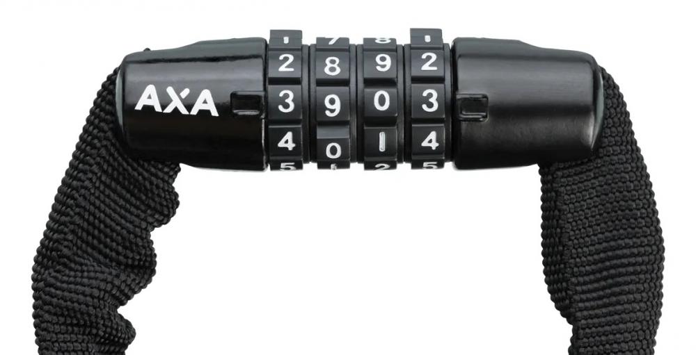 AXA Kettenschloss Rigid Code 120 mit vierstelligem Zahlencode und schwarzer Stoffhülle für kurze Fahrrad-Stopps.