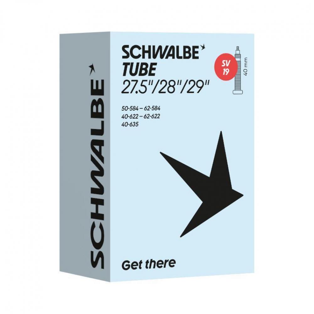 Schwalbe Fahrradschlauch SV19 40mm, ETRTO 40/62-584/635, 27.5/28/29 Zoll, zuverlässig.