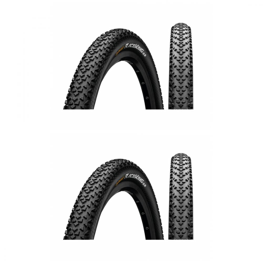 2x Continental Race King 2.0 29x2.00 E-25 MTB Reifen schwarz/schwarz Skin mit Profilansicht.