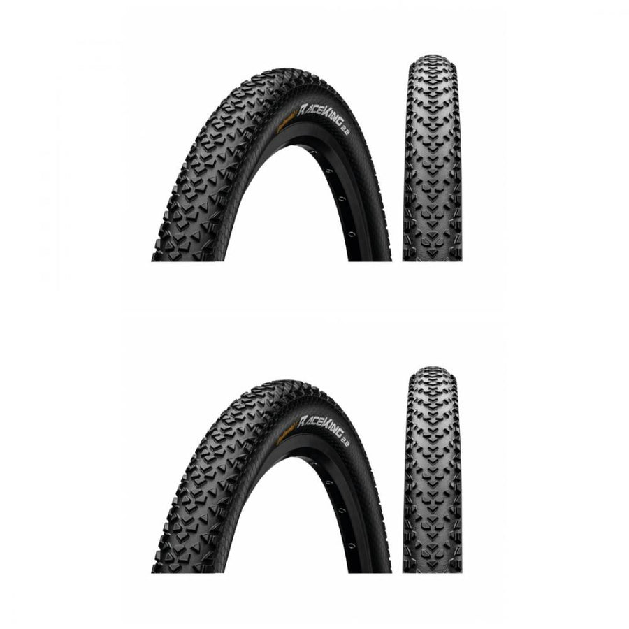 2x Continental Race King 2.0 29x2.00 E-25 MTB Reifen schwarz/schwarz Skin mit Profilansicht.