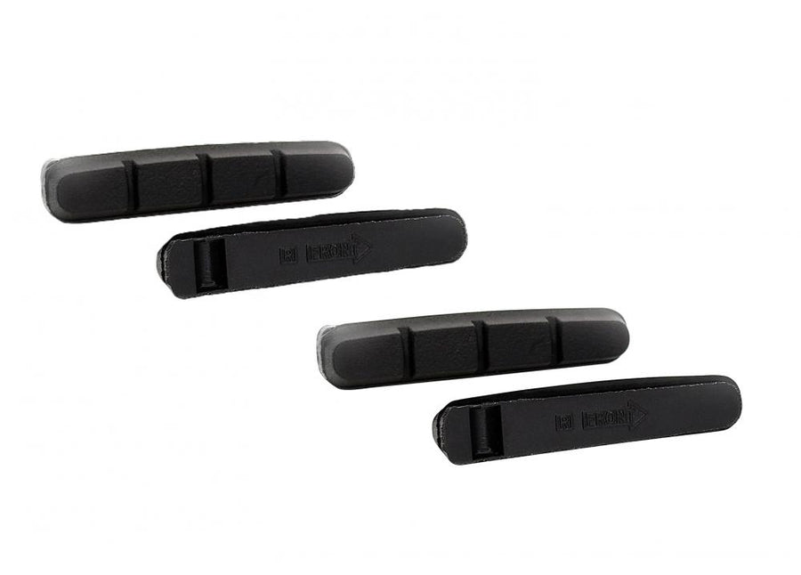XLC Ersatzbremsbeläge BS-X01, 4er-Set, 55 mm, schwarz, für Shimano Cartridge-Bremsschuhe, geeignet für Aluminium- und Stahlfelgen, hervorragende Allwetter-Eigenschaften