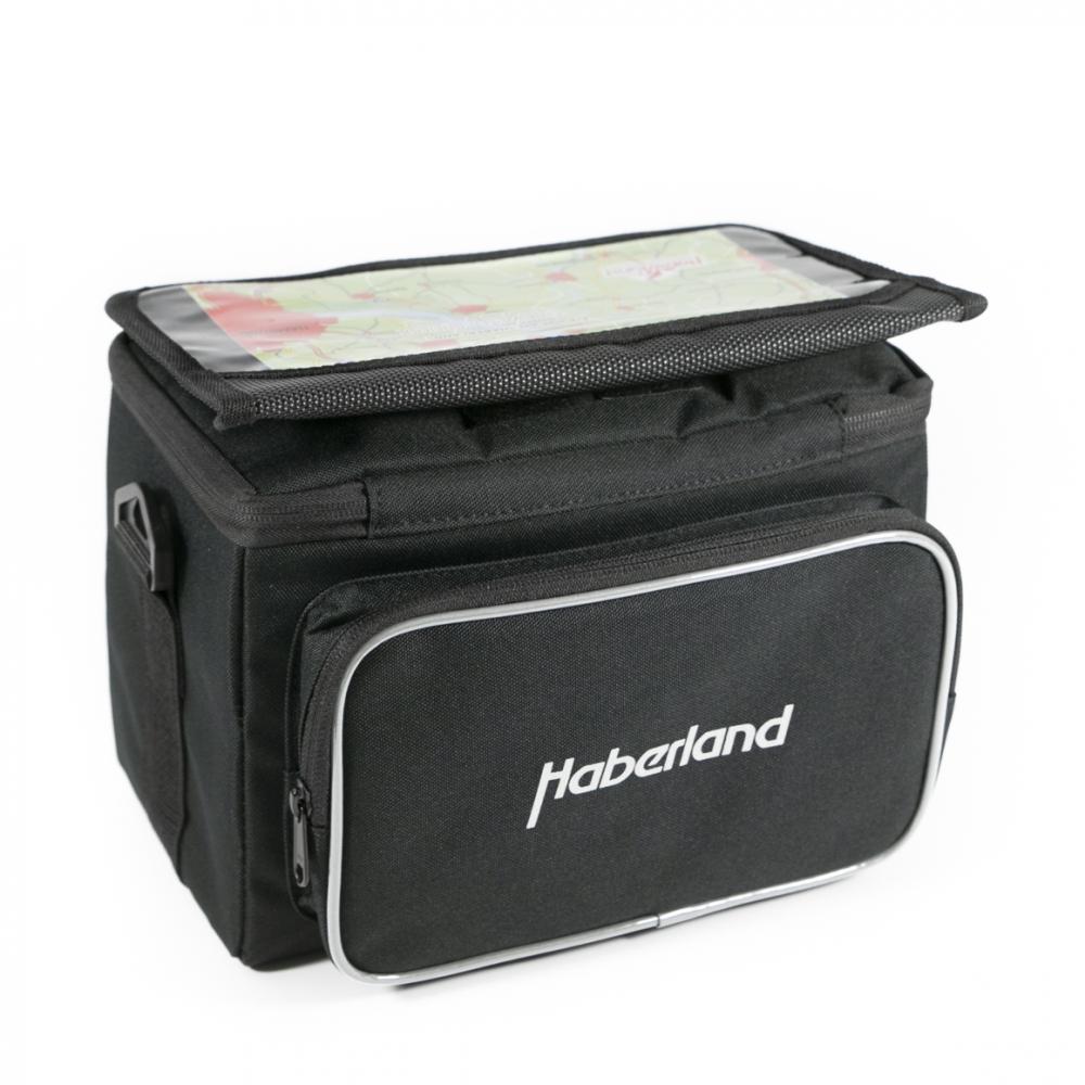 Haberland Lenkertasche 6l Classic schwarz mit KLICKfix, praktische Fahrradtasche für den Lenker mit Kartenfach.
