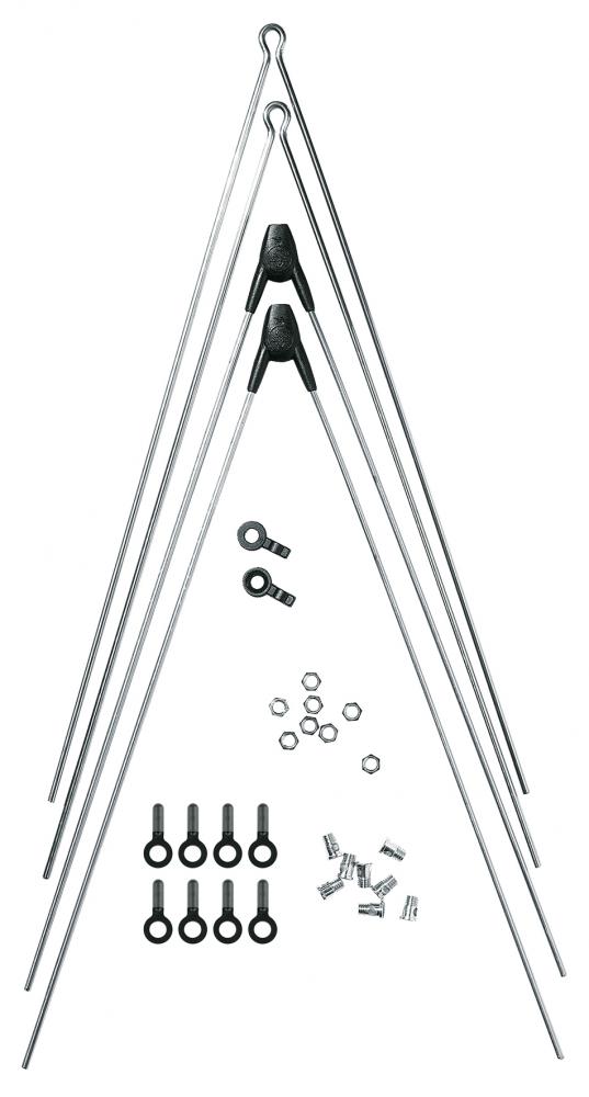 SKS Bluemels ASR V-Strebenpaar für VR+HR Kunststoffschutzbleche, 3,0 mm Edelstahlstreben, 355 mm Länge, ASR-III Sicherheitssystem, passend für 26"-29" Räder