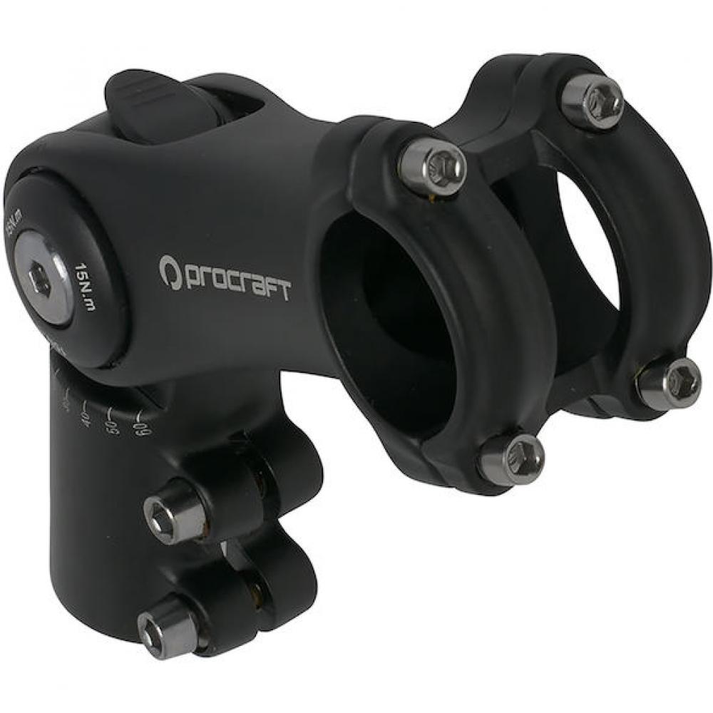 Procraft Vorbau Ahead AL Adjustable 0°-60° / 31,8 mm Schwarz - verstellbar mit Zahnscheibe