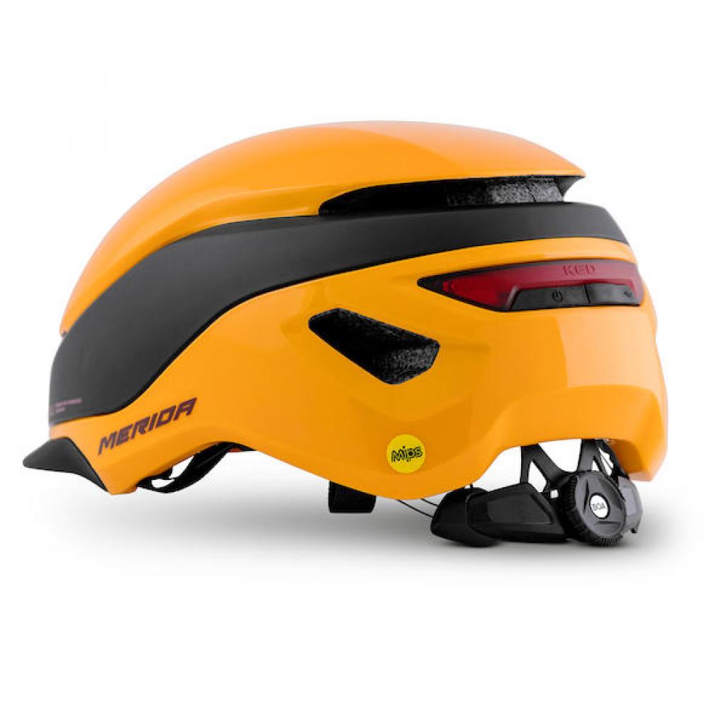 Merida Helm Mitro UE-1 M / 52-58 cm orange/schwarz - urbaner Sicherheitshelm mit MIPS & Licht