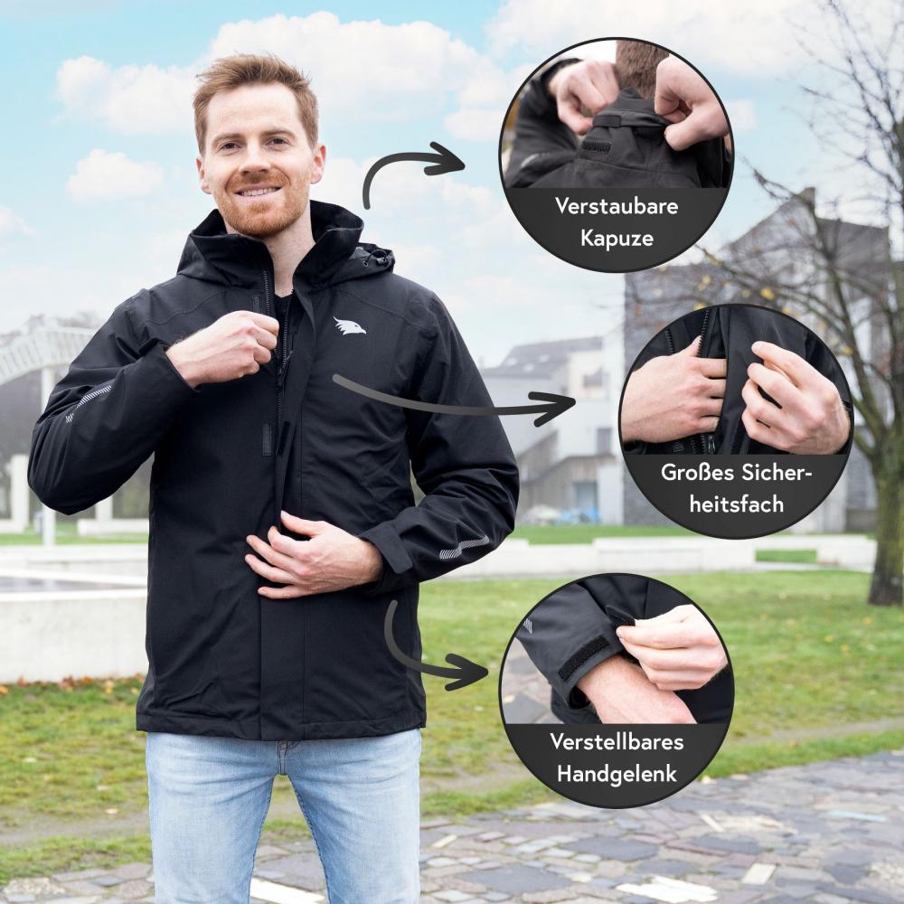 Valkental Jacke 3in1 Smart Jacket wasserdichte Jacke mit Fleece Zipp-In Herren S schwarz