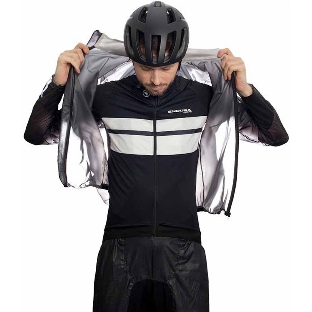 Endura FS260-Pro Adrenaline Race Cape II schwarz Größe M - ultraleichte, wasserdichte und atmungsaktive Regenjacke, durchgehender Reißverschluss, reflektierende Elemente