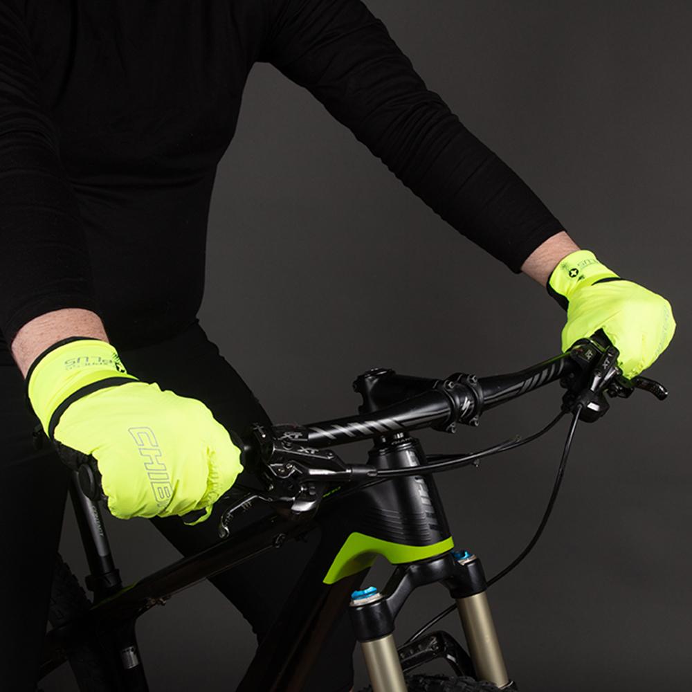 CHIBA Express+ - Radhandschuhe neongelb XXL mit Regenüberzug und Gelpolster