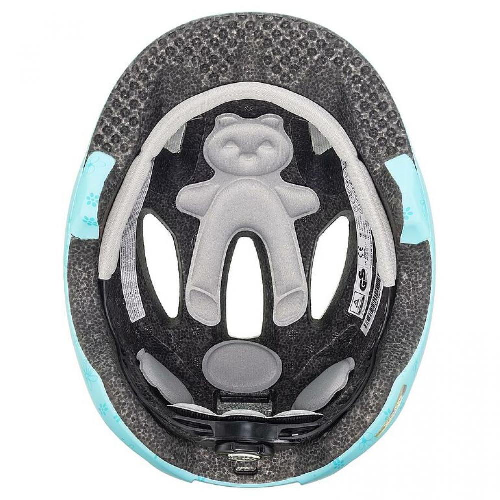 uvex Oyo Style Kinder-Fahrradhelm, leicht, individuelle Größenanpassung, erweiterbar mit LED-Licht, flowers cyan matt, 45-50 cm, hoher Stirn- und Schläfenschutz, optimale Belüftung