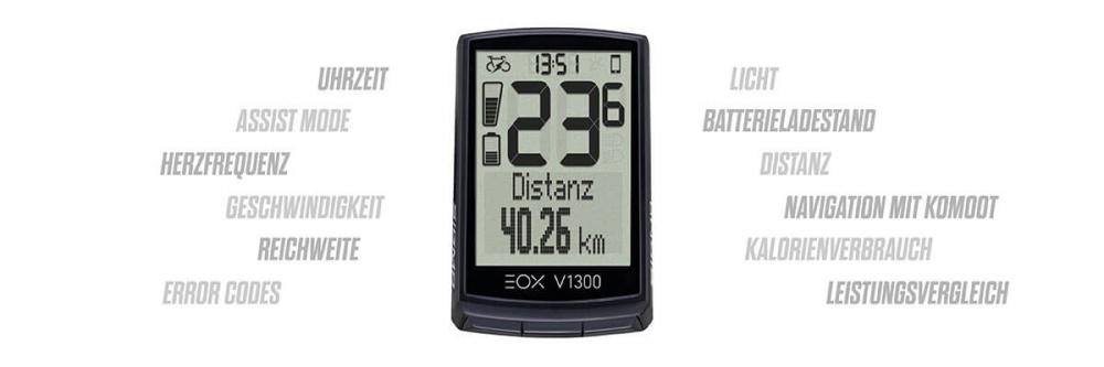 Sigma EOX VIEW 1300 E-Bike-Computer Schwarz - Kabelloses Display mit Komoot-Navigation
