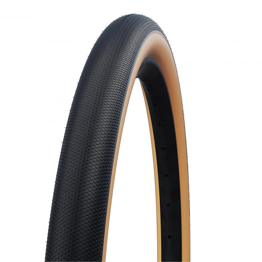 Schwalbe G-One Speed 27.5x2.00" Faltreifen mit schwarzem Profil, bronzener Flanke, Tubeless Easy, RaceGuard.