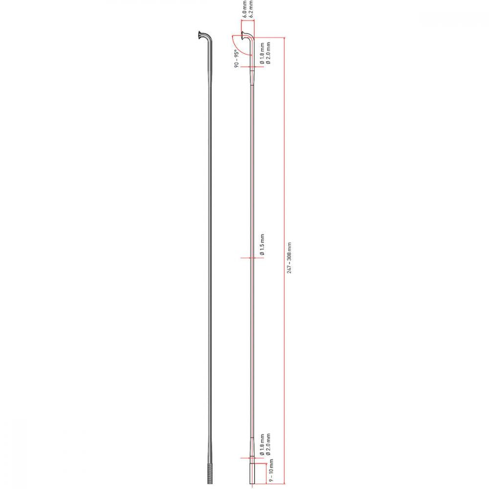 DT Swiss Speiche Revolution 2.0/1.5 VE100 schwarz 250 mm - ultraleichte High-Performance-Speiche