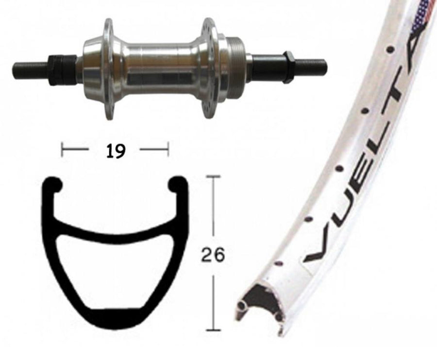 Bike-Parts Laufrad Hinterrad 26x1.90 Zoll Schraubkranz silber Vollachse 36-Loch Rodi Airline 1 silber Nirosta-Speichen