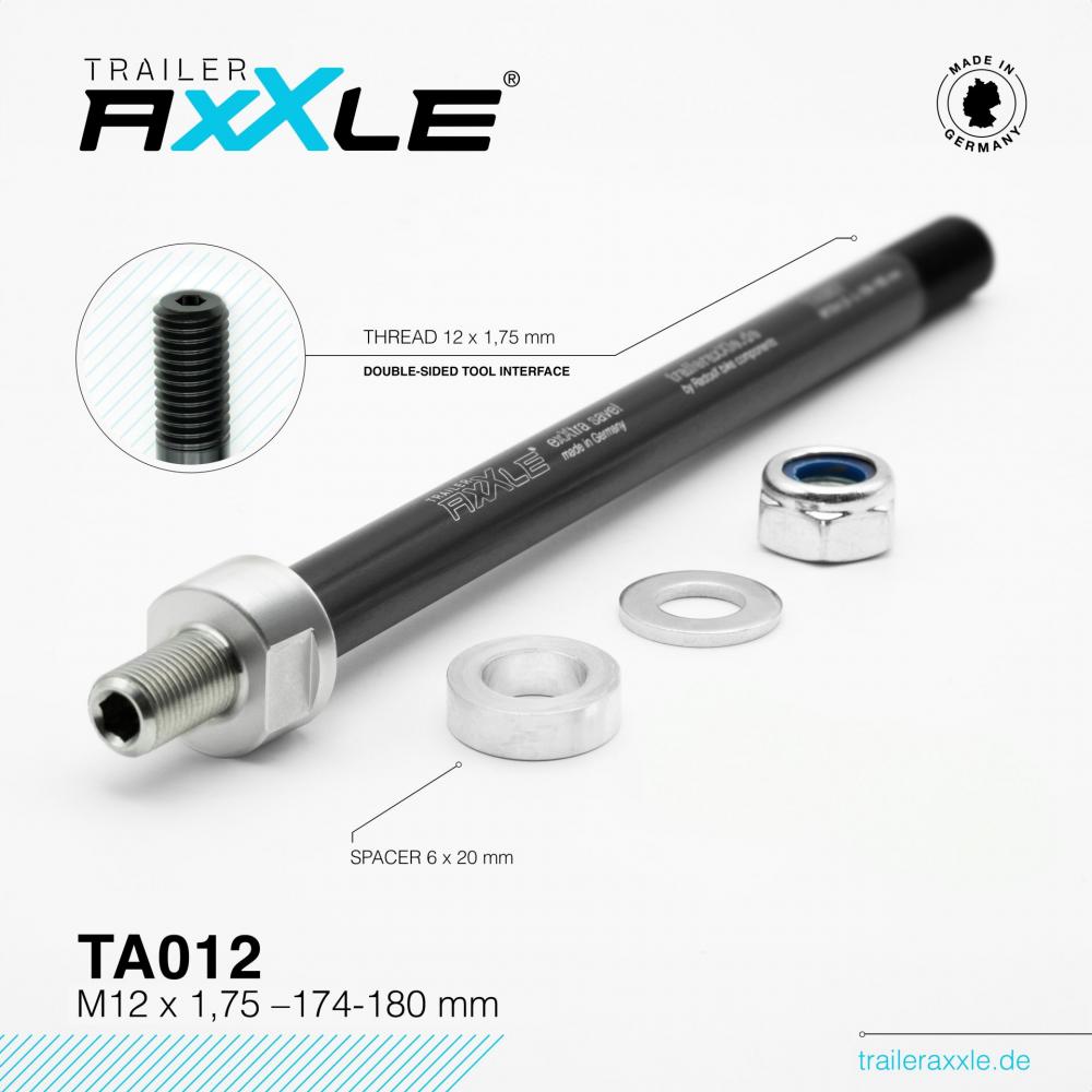 Radoxx Trailer AxXle TA012 Steckachse M12x1,75 174-180 mm für Thule/Croozer, TÜV-geprüft, Made in Germany.