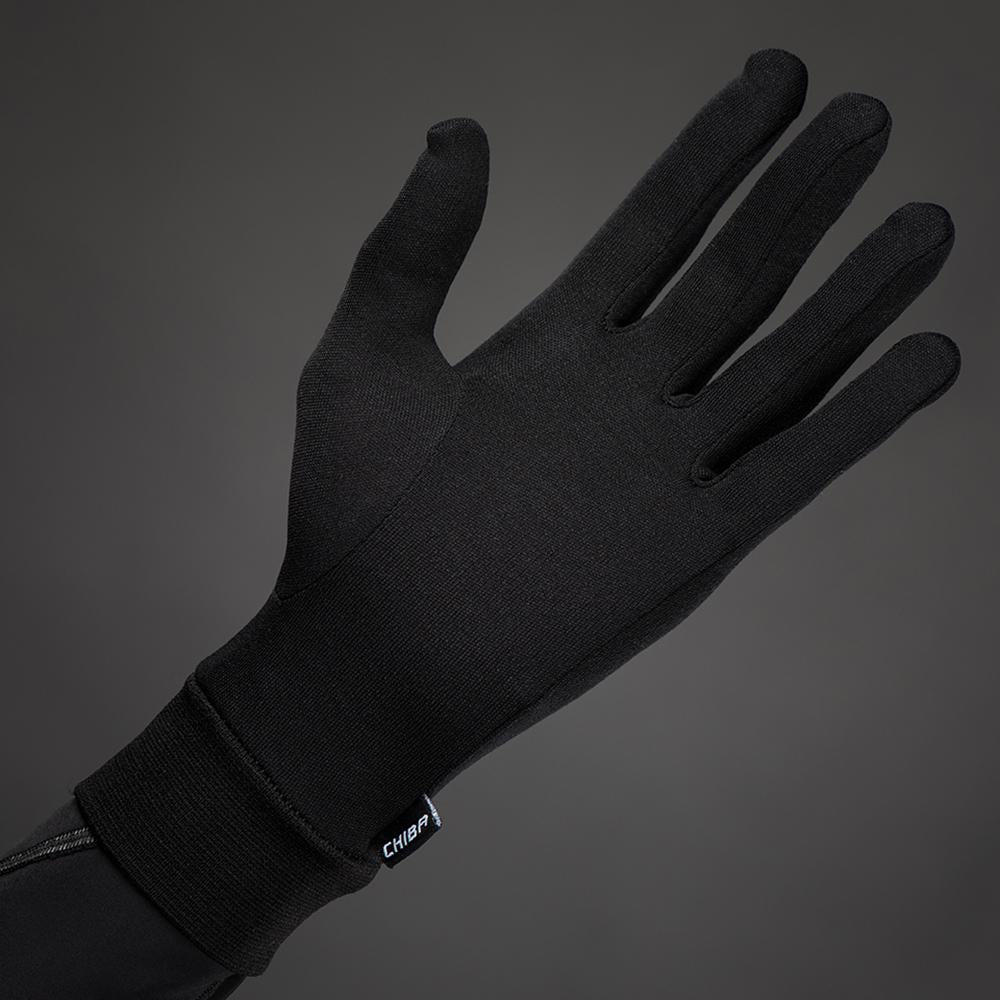 CHIBA Seiden Handschuh - Unterziehhandschuh, schwarz, Größe M, Touchfinger, 46 g