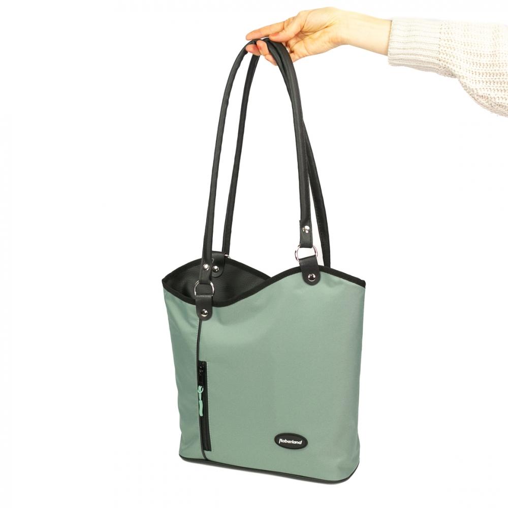 Haberland Lenkertasche Melanie salbei/schwarz - vielseitige Rucksack-Lenkertasche mit KLICKfix