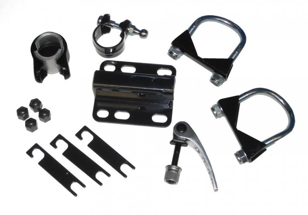 Ersatz-Adapter-Set für Trail Gator 10230 Steuersatzrohr bis 45mm Durchmesser mit U-Bügeln und Schnellspanner.