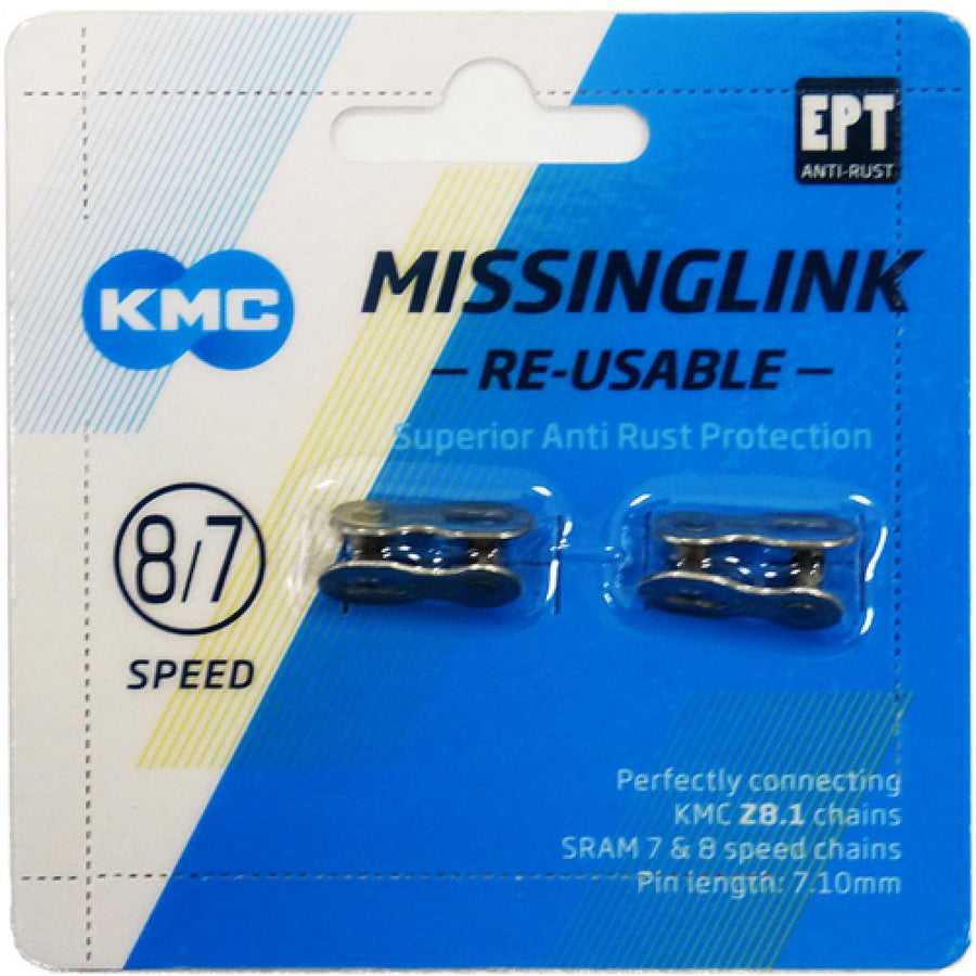 KMC Missinglink 7/8-fach EPT Kettenschloss, 2 Stück, silber, für 7,1mm Ketten, rostfrei und wiederverwendbar.