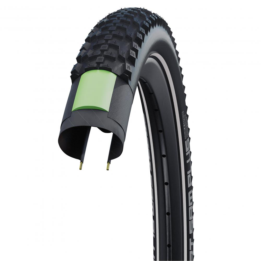Schwalbe Smart Sam Plus 29 Zoll Reifen Querschnitt mit grünem Pannenschutz, schwarz Reflex E-50 Draht