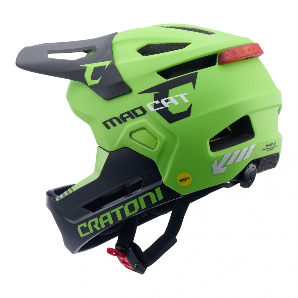 CRATONI Madcat MIPS Kinder-Fullface-Helm S-M - lime-black matt