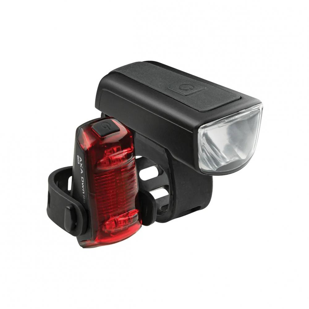 AXA Greenline 50 USB LED-Akku-Beleuchtungsset mit Bremslicht - Fahrradlampe vorne und hinten - Fahrradbeleuchtungsset