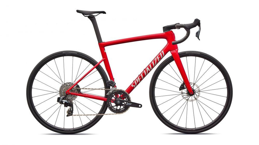 Specialized Tarmac SL8 Comp AXS Rennrad - Größe 49, Red Tint Silver Dust, FACT 10r Carbon, SRAM Rival AXS, DT Swiss R470