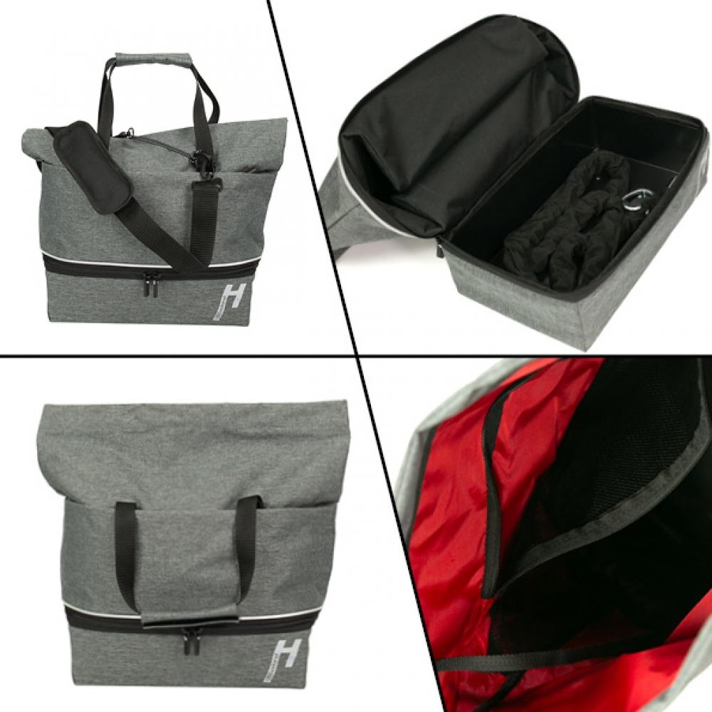 Haberland Gepäckträgeraufsatztasche Lena grau - praktische Racktime 2.0 Transportlösung