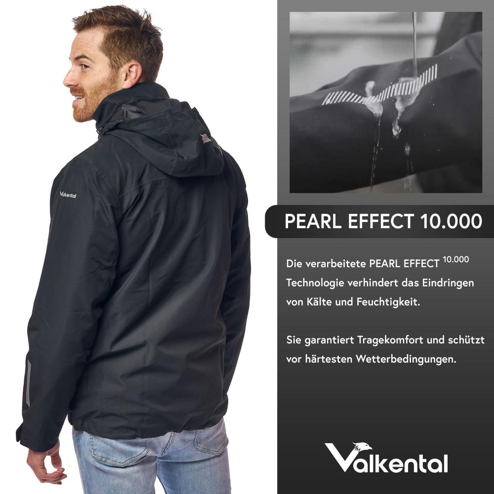 Valkental Jacke 3in1 Smart Jacket wasserdichte Jacke mit Fleece Zipp-In Herren S schwarz