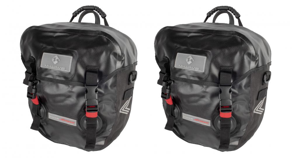 M-Wave Calgary Gepäckträgertasche 2x12,5 Liter, 100% wasserdicht, Roll- & Deckelverschluss, schwarz