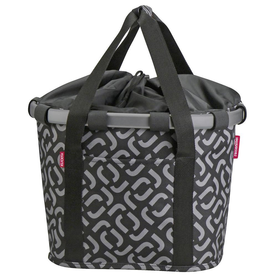 KLICKfix Fahrradkorb Bikebasket Reisenthel signature black 28x26x35 cm - Abnehmbare Fahrradtasche mit Rattan-Optik
