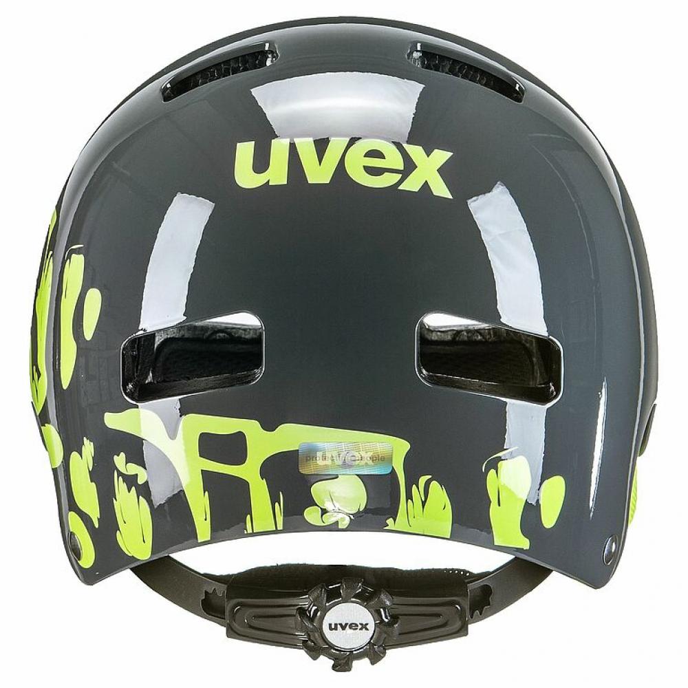 uvex kid 3 - robuster Kinder-Fahrradhelm - harte ABS-Schale - individuelle Größenanpassung mit IAS-System - 10 Belüftungsöffnungen - dirtbike grey-lime - 55-58 cm