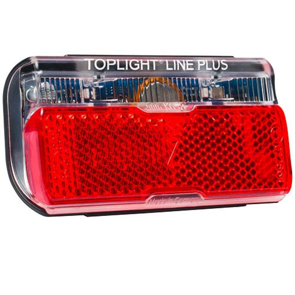 Schwarzes Busch&Müller Toplight Line Plus LED Dynamo-Rücklicht mit rotem Reflektor, StVZO zugelassen.