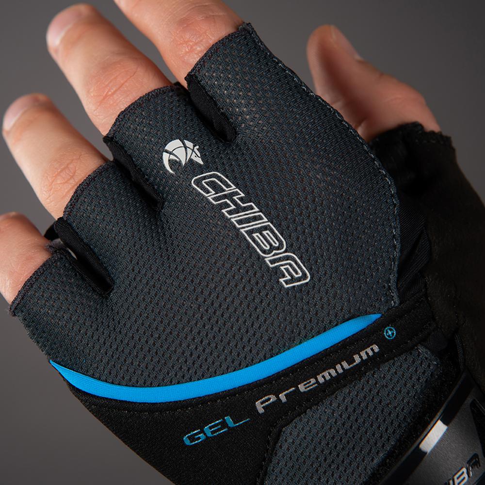 CHIBA Gel Premium - Radhandschuhe dunkelgrau, Größe L, mit Poron-Gelpolsterung