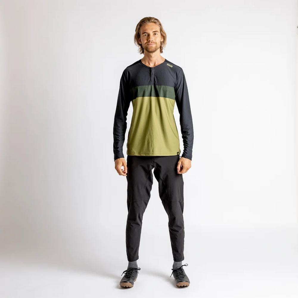 IXS Sports Division iXS Flow XTG Long Sleeve Henley L Olive/Black - atmungsaktives Trail-Henley