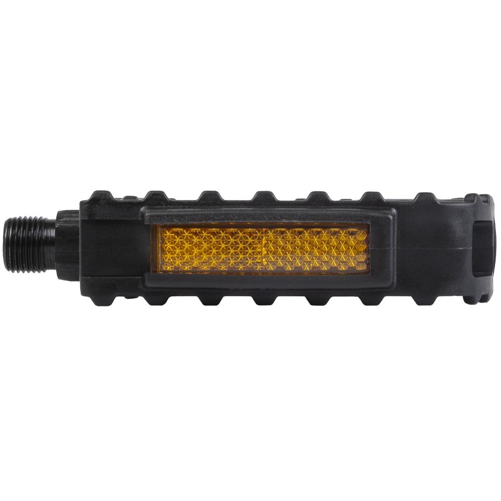 M-WAVE Steady-K3 Pedale 1 Paar schwarz - Thermokunststoffkörper, stabile Stahlachse 9/16\", Kugellager, Trittfläche 95x72 mm, mit Reflektoren, StVZO zugelassen
