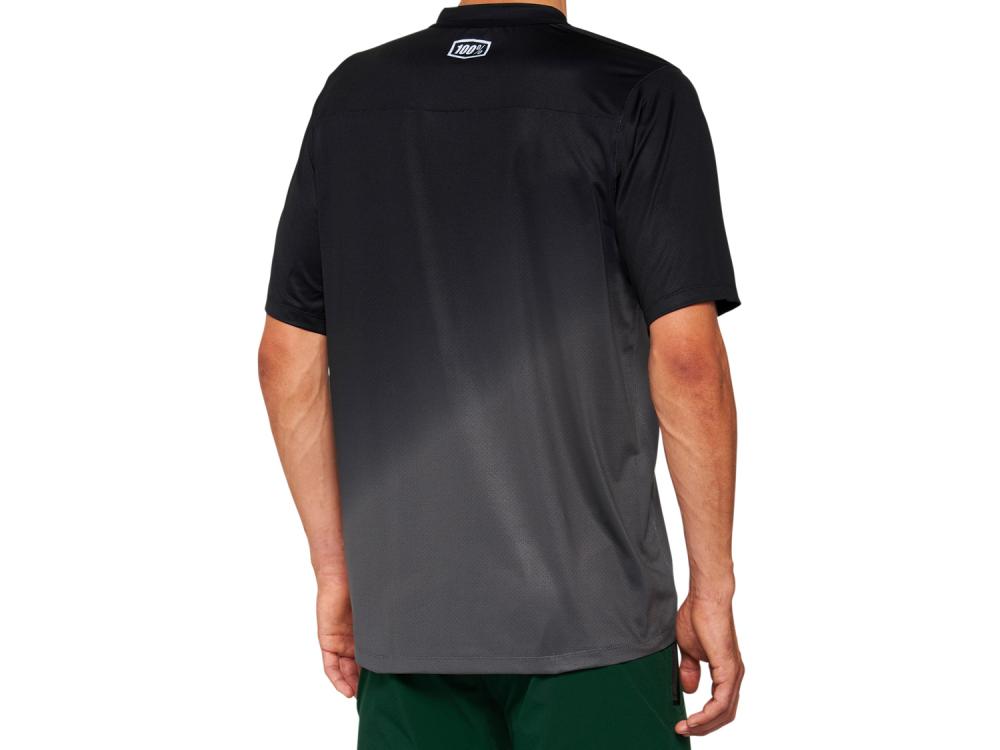 100% Celium Short Sleeve Jersey S Black/Charcoal - leichtes MTB-Trikot mit hoher Atmungsaktivität