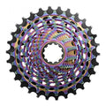 SRAM XG-1290 E1 Fahrrad Kassette in Regenbogenfarben, leicht, steif und präzise abgestuft.