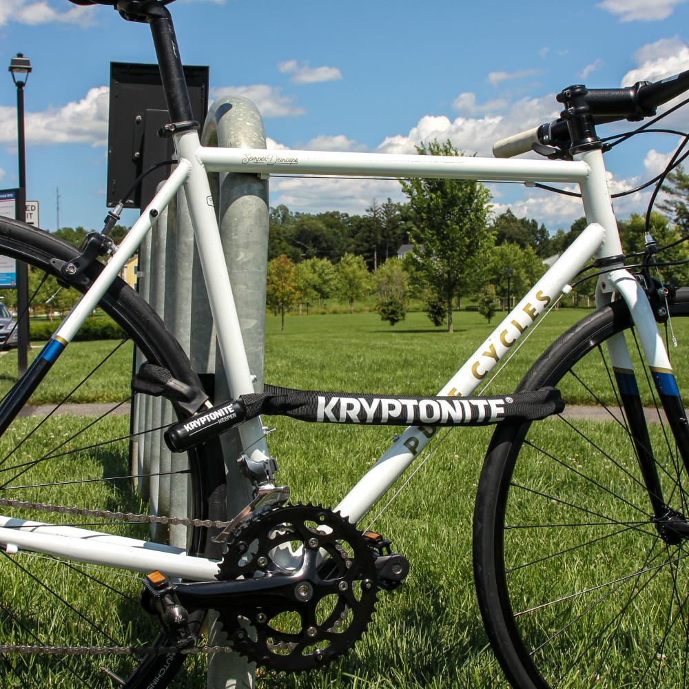 Kryptonite Keeper 712 Combo Kettenschloss 120cm schwarz, robust, mit Zahlenkombination sichert Fahrrad an Stange.