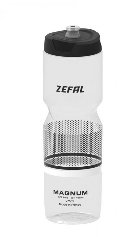 Zéfal Magnum Soft Trinkflasche, 975ml, transparent-blau. Große moderne Bike-Wasserflasche.
