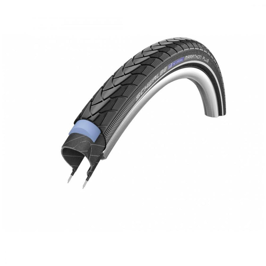 Schwalbe Marathon Plus Drahtreifen 28x1.75 Zoll mit Pannenschutz im Querschnitt.