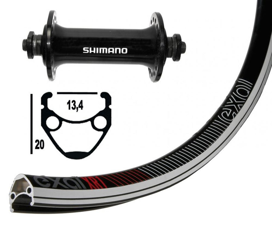 Bike-Parts Laufrad|Vorderrad 13-622 Tiagra schwarz Schnellspanner 32-Loch Exal XR-1 schwarz|silber ohne Ösen Nirosta-Speichen schwarz DD