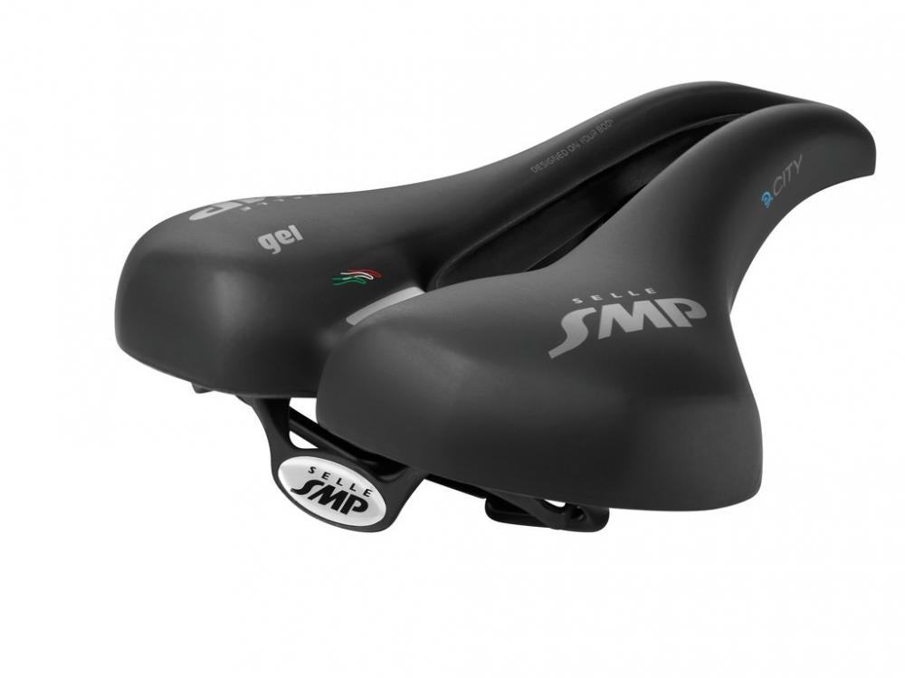 Ergonomischer Selle SMP E-City Gel Sattel in Schwarz für E-Bikes, komfortabel, breite Sitzfläche, Unisex Fahrradsattel.