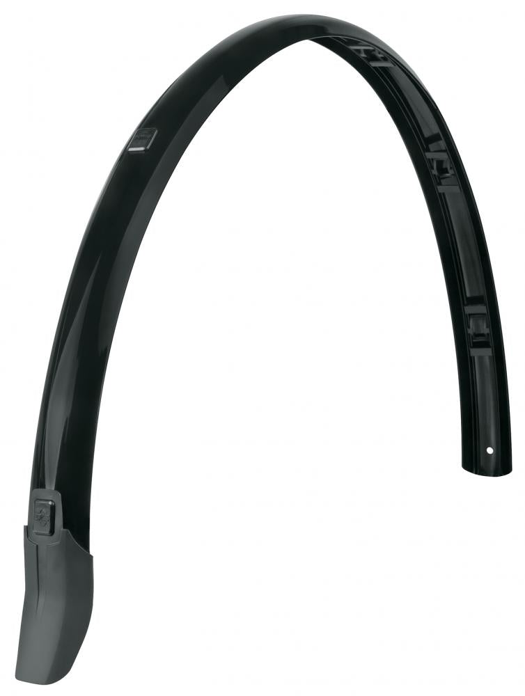 Schwarzes SKS Bluemels Cable Line 28" Hinterrad-Schutzblech, 45mm breit, ohne Streben, mit integrierter Kabelführung.