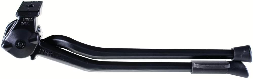 Pletscher Zweibeinständer Twin 28 Zoll - stabiler Fahrradständer aus Aluminium-Legierung mit Ständerplattenmontage, Trittverbreiterung F24, Aluminium-Lasche und M10x55 Senkschraube, bis 35 kg belastbar, schwarz
