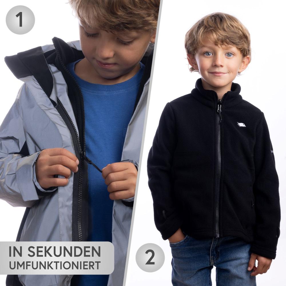 Valkental Kinderjacke 3in1 mit Fleece Zipp-In 128-134 grau